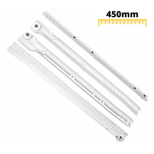 Rollschubführung Schubladenschienen Weiss - 450mm – Furnica