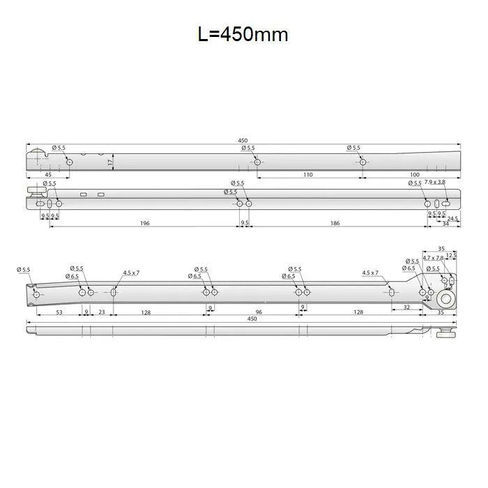 Rollschubführung Schubladenschienen Weiss - 450mm – Furnica