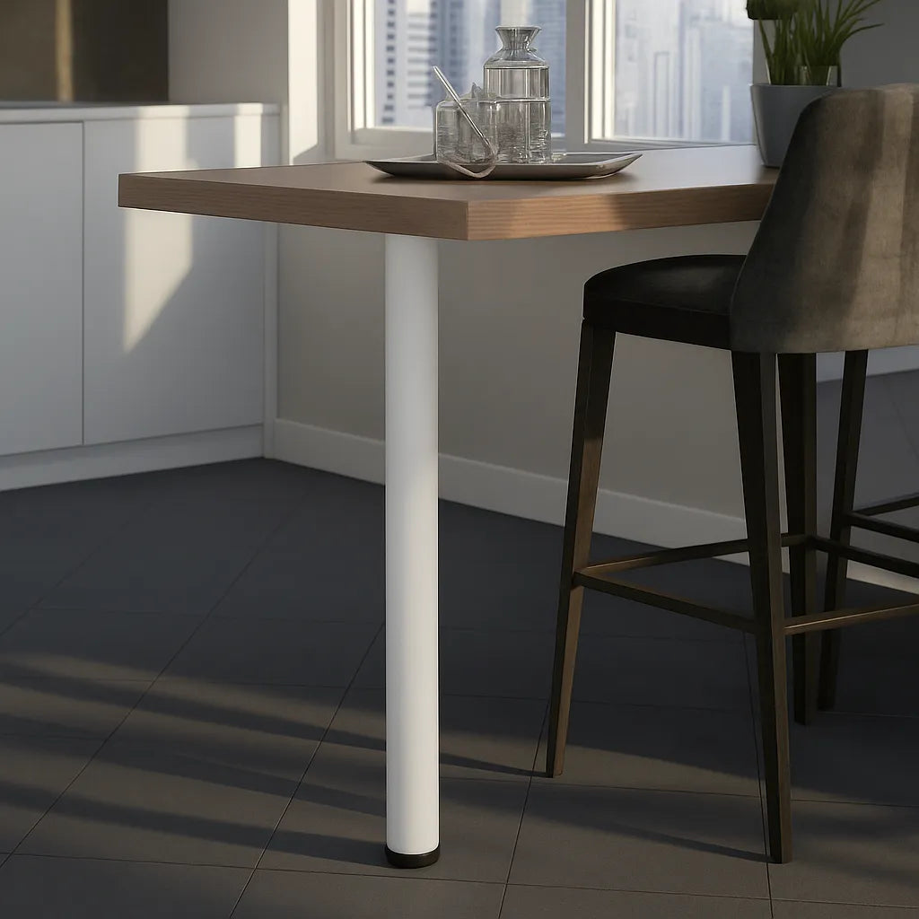 Tischbein 110 cm hoch - Stahl montageplatte - Weiß – Furnica