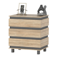 MARGARET - Kommode / Sideboard mit 3 Schubladen - Anthrazit / Sonoma Eiche H86cm B83cm T44cm