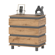 MARGARET - Kommode / Sideboard mit 3 Schubladen - Anthrazit / Wotan Eiche H86cm B83cm T44cm