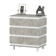 MARGARET - Kommode / Sideboard mit 3 Schubladen - Weiß Matt / Beton-Optik H86cm B83cm T44cm