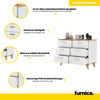 INGRID - Skandinavisch Kommode / Sideboard  mit 6 Schubladen - Weiß Matt / Wotan Eiche H75cm B100cm T45cm