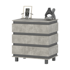 MARGARET - Kommode / Sideboard mit 3 Schubladen - Anthrazit Grau / Beton-Optik H86cm B83cm T44cm