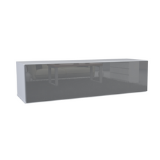 NICOLE - TV-Lowboard mit breiter Tür - Weiß Matt / Anthrazit Gloss H38cm B140cm T35cm