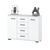MARK - Kommode / Sideboard mit 4 Schubladen und 2 Türen - Weiß Matt H85cm B120cm T35cm