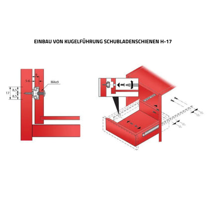 1 Satz Kugelführung Schubladenschienen, H17 – Furnica