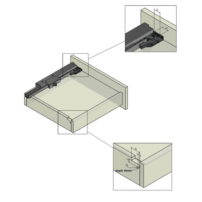 1 Satz Push-to-Open Unterflurführungen Schubladenschienen, Vollauszug 250mm - 600mm – Furnica
