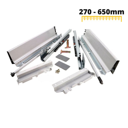 1 Satz Soft-Close Schubladensystem, HOCH, H: 185mm, Grau – Furnica