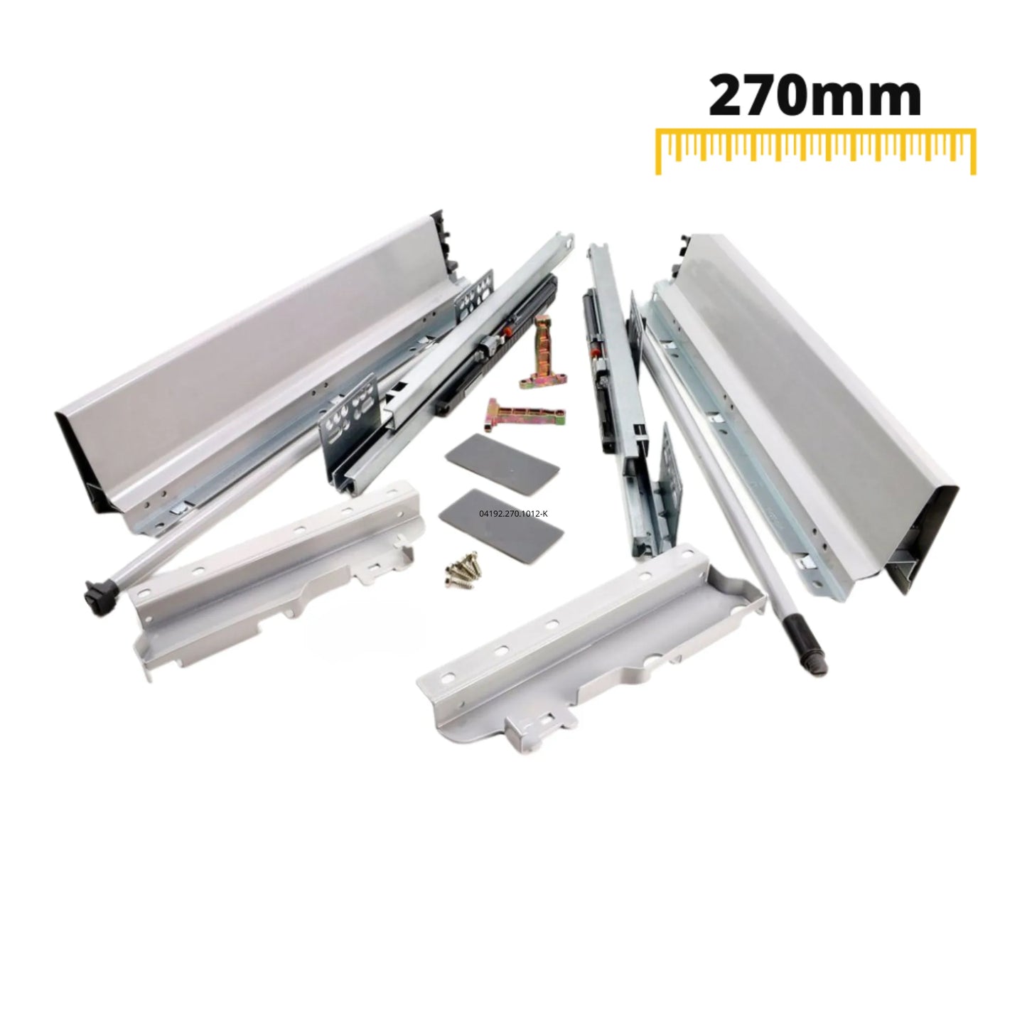 1 Satz Soft-Close Schubladensystem, HOCH, H: 185mm, Grau – Furnica