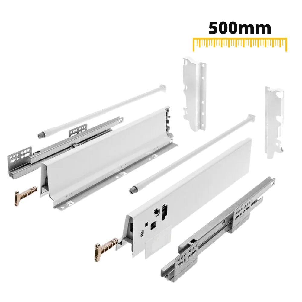 1 Satz Soft-Close Schubladensystem, HOCH, H: 185mm, Weiß – Furnica
