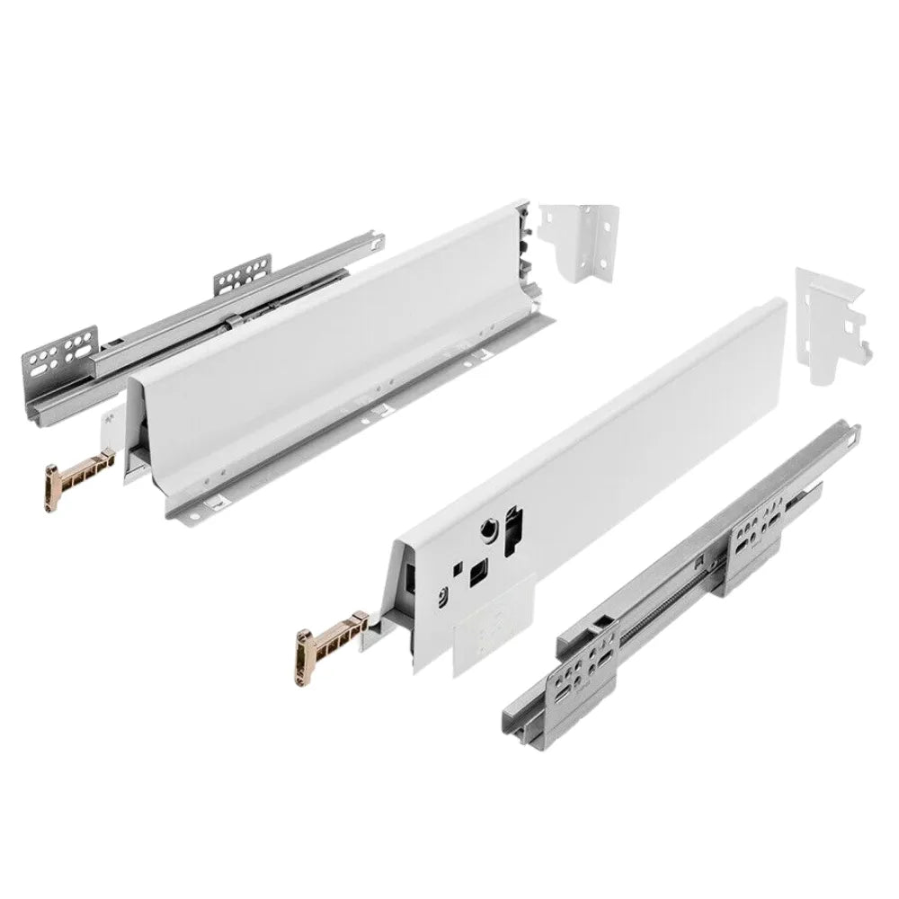 1 Satz Soft-Close Schubladensystem, NIEDRIG, H: 68mm, Weiß – Furnica