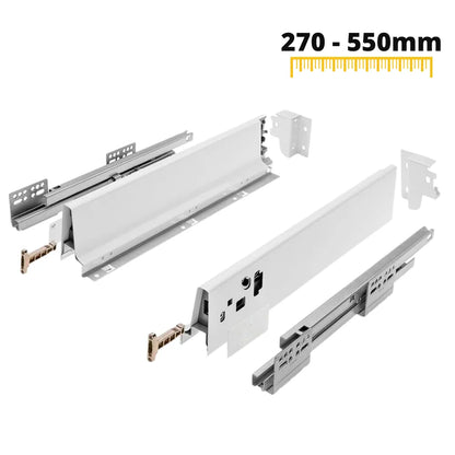1 Satz Soft-Close Schubladensystem, NIEDRIG, H: 68mm, Weiß – Furnica