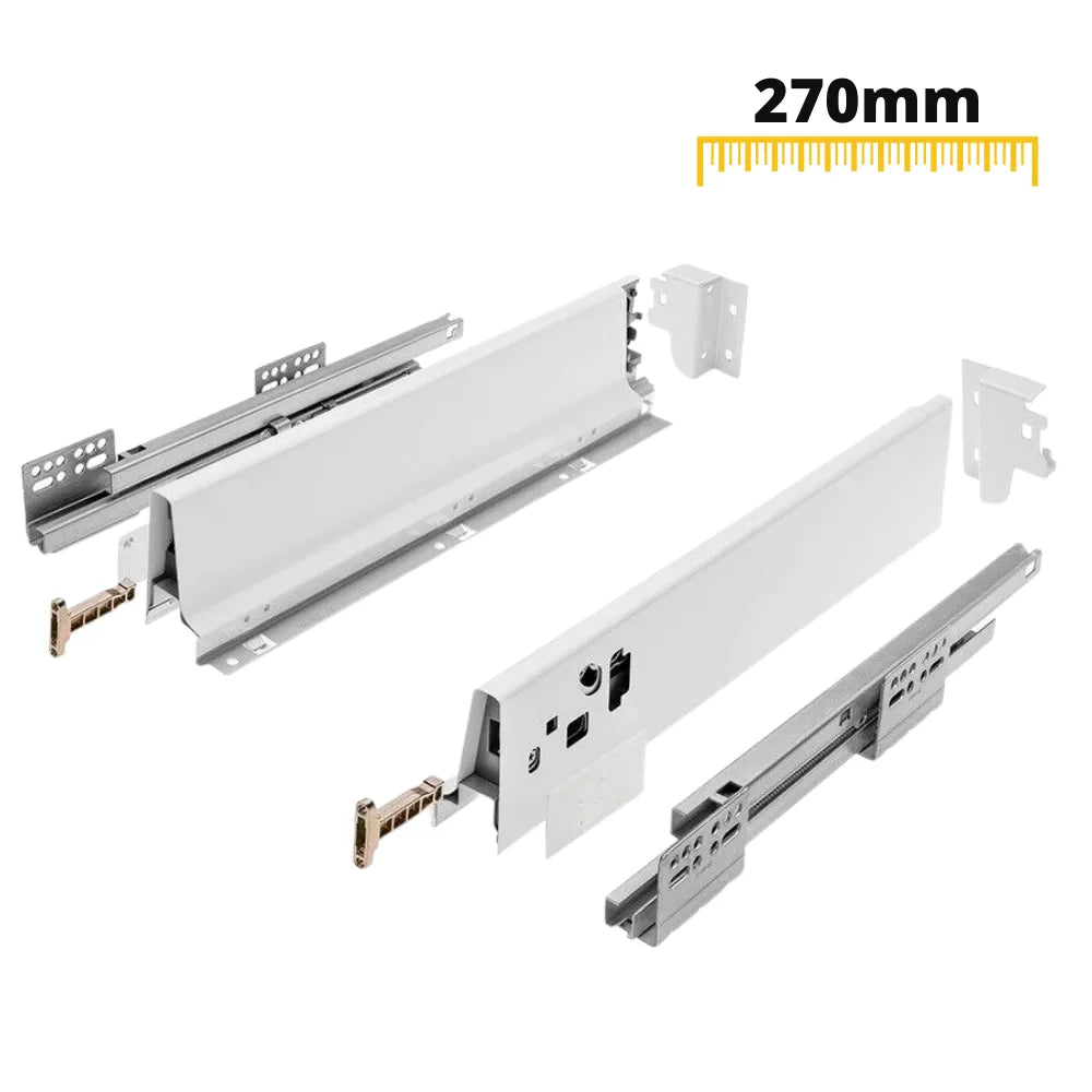 1 Satz Soft-Close Schubladensystem, NIEDRIG, H: 68mm, Weiß – Furnica