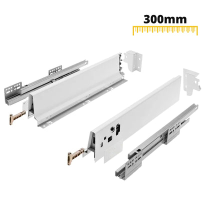 1 Satz Soft-Close Schubladensystem, NIEDRIG, H: 68mm, Weiß – Furnica
