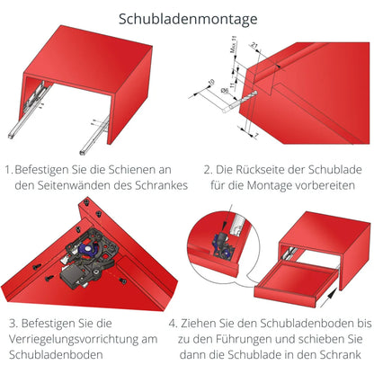 1 Satz Soft-Close Unterflurführungen Schubladenschienen, 3/4 Auszug – Furnica