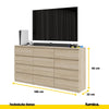 GABRIEL - Kommode / Sideboard mit 12 Schubladen (8+4) - Sonoma Eiche H92cm B180cm T33cm