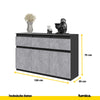 NOAH - Kommode / Sideboard mit 3 Schubladen und 3 Türen - Anthrazit Grau / Beton-Optik H75cm B120cm T35cm