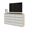GABRIEL - Kommode / Sideboard mit 12 Schubladen (8+4) - Sonoma Eiche / Weiß Matt H92cm B180cm T33cm