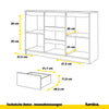 MIKEL - Kommode / Sideboard mit 3 Schubladen und 2 Türen - Beton-Optik / Schwarz Gloss H75cm B120cm T35cm