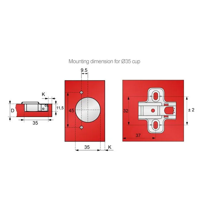 110° Soft-Close Scharnier Topfband, H0 Montageplatte mit EURO Schrauben mit Kappen, Eckanschlag – Furnica