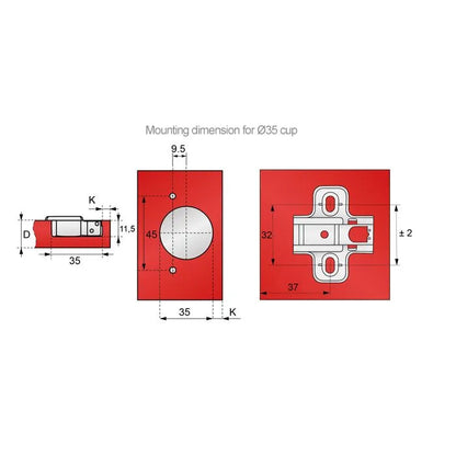 110° Soft-Close Scharnier Topfband, H0 Montageplatte mit EURO Schrauben mit Kappen, Eckanschlag – Furnica