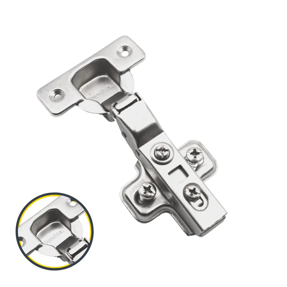 110° Soft-Close Scharnier Topfband, H0 Montageplatte mit EURO Schrauben, Mittelwandanschlag – Furnica