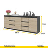 MIKEL - Kommode / Sideboard mit 6 Schubladen und 3 Tür - Anthrazit / Sonoma Eiche H75cm B80cm T35cm