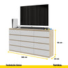 GABRIEL - Kommode / Sideboard mit 12 Schubladen (8+4) - Sonoma Eiche / Weiß Matt H92cm B180cm T33cm