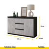 MIKEL - Kommode / Sideboard mit 3 Schubladen und 2 Türen - Anthrazit Grau / Beton-Optik H75cm B120cm T35cm