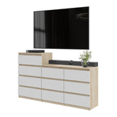 GABRIEL - Kommode / Sideboard mit 10 Schubladen (6+4) - Sonoma Eiche / Weiß H92/70cm B160cm T33cm