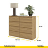 GABRIEL - Kommode / Sideboard mit 8 Schubladen - Lancelot Eiche H92cm B120cm T33cm