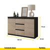 MIKEL - Kommode / Sideboard mit 3 Schubladen und 2 Türen - Anthrazit Grau / Sonoma Eiche H75cm B120cm T35cm