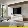 GABRIEL - Kommode / Sideboard mit 14 Schubladen (4+6+4) - Sonoma Eiche / Weiß Matt H92/70cm B220cm T33cm