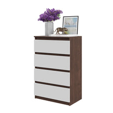 GABRIEL - Kommode / Sideboard mit 4 Schubladen - Wenge / Weiß Matt H92cm B60cm T33cm