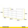 GABRIEL - Kommode / Sideboard mit 14 Schubladen (4+6+4) -  Weiß Matt / Beton-Optik H92/70cm B220cm T33cm