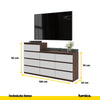 GABRIEL - Kommode / Sideboard mit 10 Schubladen (6+4) - Wenge / Weiß Matt H92/70cm B160cm T33cm