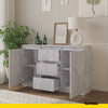 MIKEL - Kommode / Sideboard mit 3 Schubladen und 2 Türen - Beton-Optik H75cm B120cm T35cm