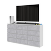 GABRIEL - Kommode / Sideboard mit 12 Schubladen (8+4) - Weiß Matt/ Beton-Optik H92cm B180cm T33cm