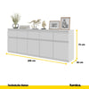 NOAH - Kommode mit 5 Schubladen und 5 Türen - Schlafzimmer Kommode Aufbewahrung Schrank Sideboard - Weiß Matt / Weiß Matt H75cm B200cm T35cm