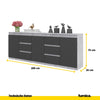 MIKEL - Kommode / Sideboard mit 6 Schubladen und 3 Tür - Beton-Optik / Anthrazit H75cm B80cm T35cm
