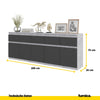 NOAH - Kommode / Sideboard mit 5 Schubladen und 5 Tür - Beton-Optik / Anthrazit H75cm B80cm T35cm
