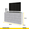 GABRIEL - Kommode / Sideboard mit 12 Schubladen (8+4) - Weiß Matt / Beton-Optik H92cm B180cm T33cm