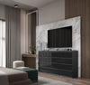 GABRIEL - Kommode / Sideboard mit 12 Schubladen (8+4) - Anthrazit / Schwarz Gloss H92cm B180cm T33cm