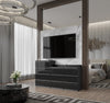 GABRIEL - Kommode / Sideboard mit 10 Schubladen (6+4) - Anthrazit / Schwarz Gloss H92/70cm B160cm T33cm