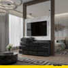 GABRIEL - Kommode / Sideboard mit 10 Schubladen (6+4) - Anthrazit / Schwarz Gloss H92/70cm B160cm T33cm