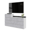 GABRIEL - Kommode / Sideboard mit 10 Schubladen (6+4) - Weiß Matt / Beton-Optik H92/70cm B160cm T33cm