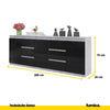 MIKEL - Kommode / Sideboard mit 6 Schubladen und 3 Tür - Beton-Optik / Schwarz Gloss H75cm B80cm T35cm