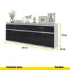NOAH - Kommode / Sideboard mit 5 Schubladen und 5 Tür - Beton-Optik / Schwarz Gloss H75cm B80cm T35cm