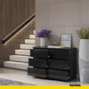 GABRIEL - Kommode / Sideboard mit 6 Schubladen - Anthrazit / Schwarz Gloss 71cm B100cm TD33cm